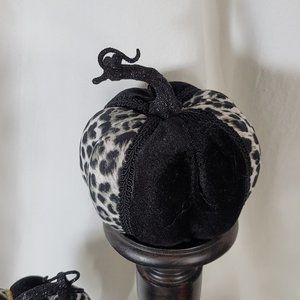 Glam Velvet Pumpkins, Decorative‎ Black & Leopard with Black Trim Pumpkin Decor